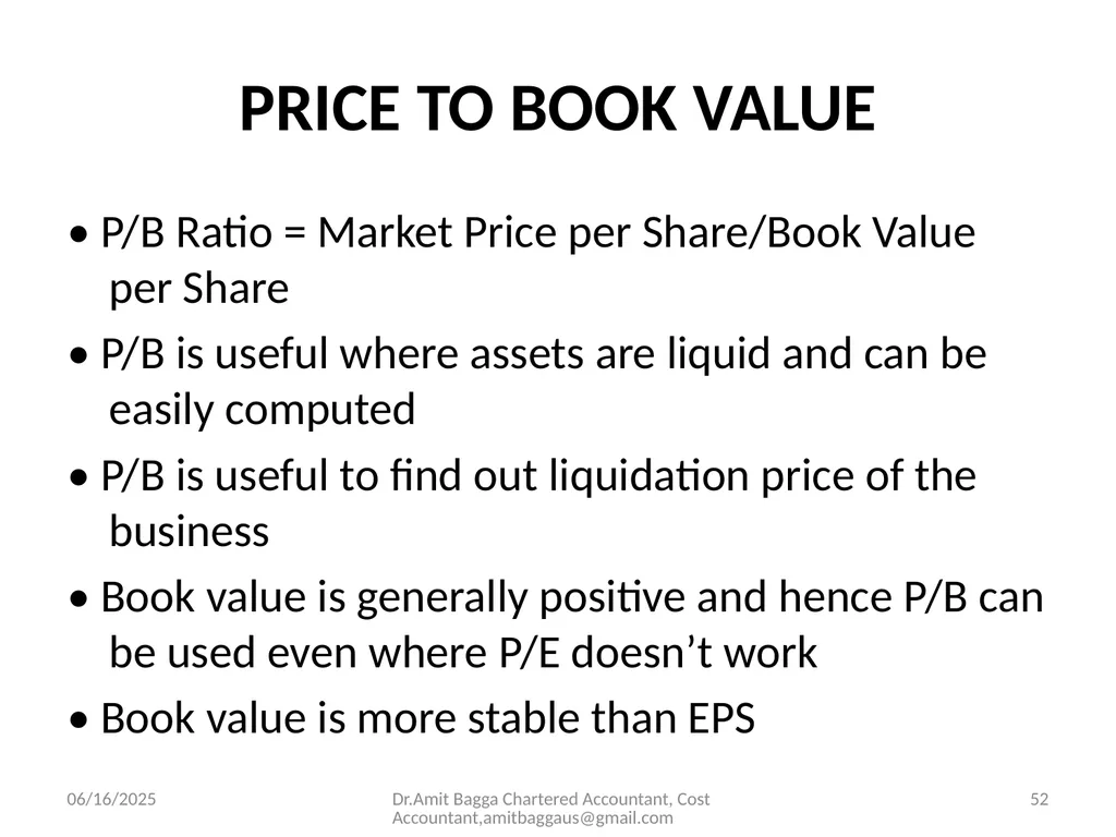 VALUATION 3/19/2014 Dr.Amit Bagga Chartered - slide 52 of 68