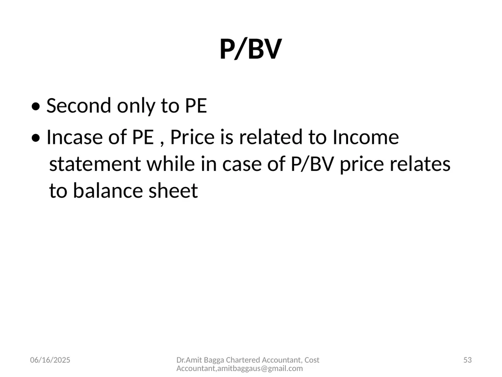 VALUATION 3/19/2014 Dr.Amit Bagga Chartered - slide 53 of 68