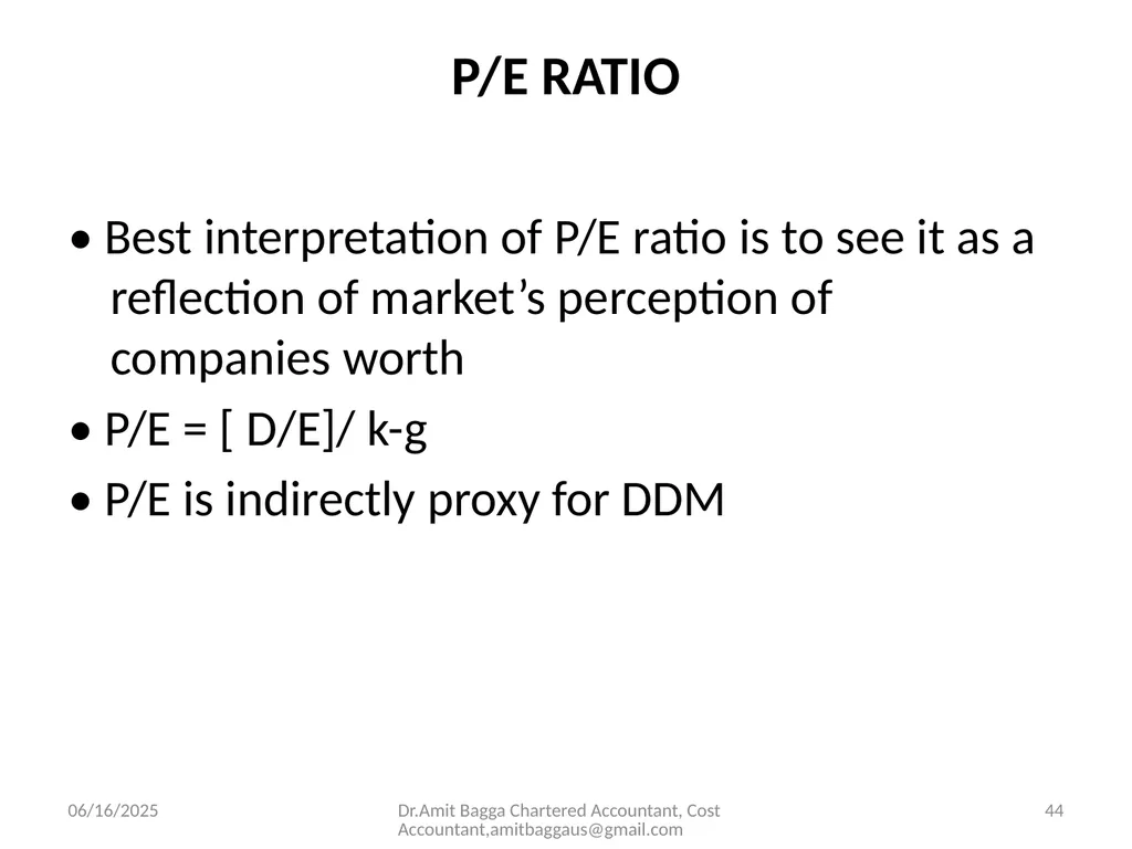 VALUATION 3/19/2014 Dr.Amit Bagga Chartered - slide 44 of 68