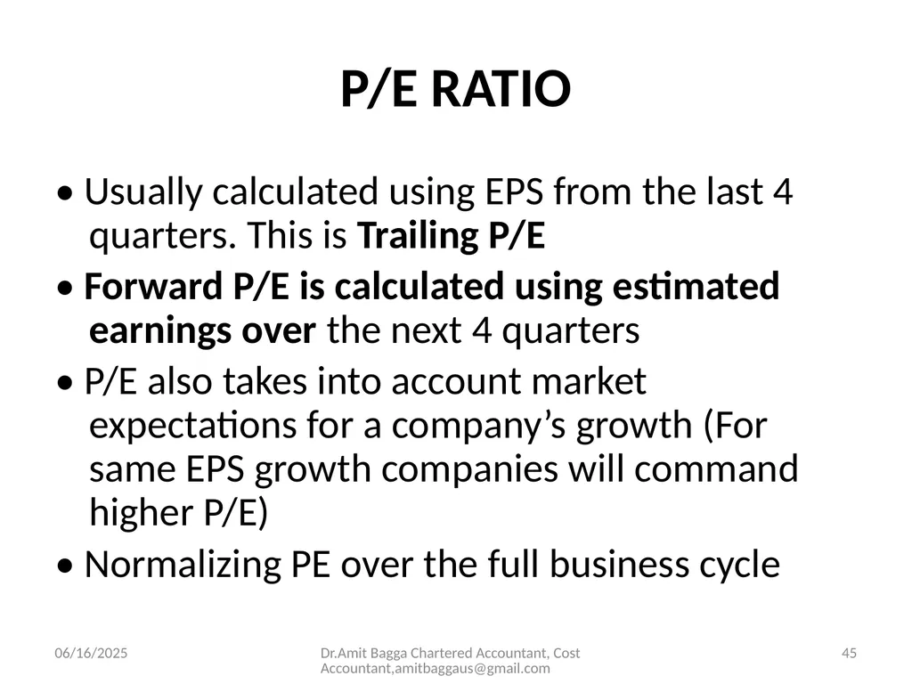 VALUATION 3/19/2014 Dr.Amit Bagga Chartered - slide 45 of 68
