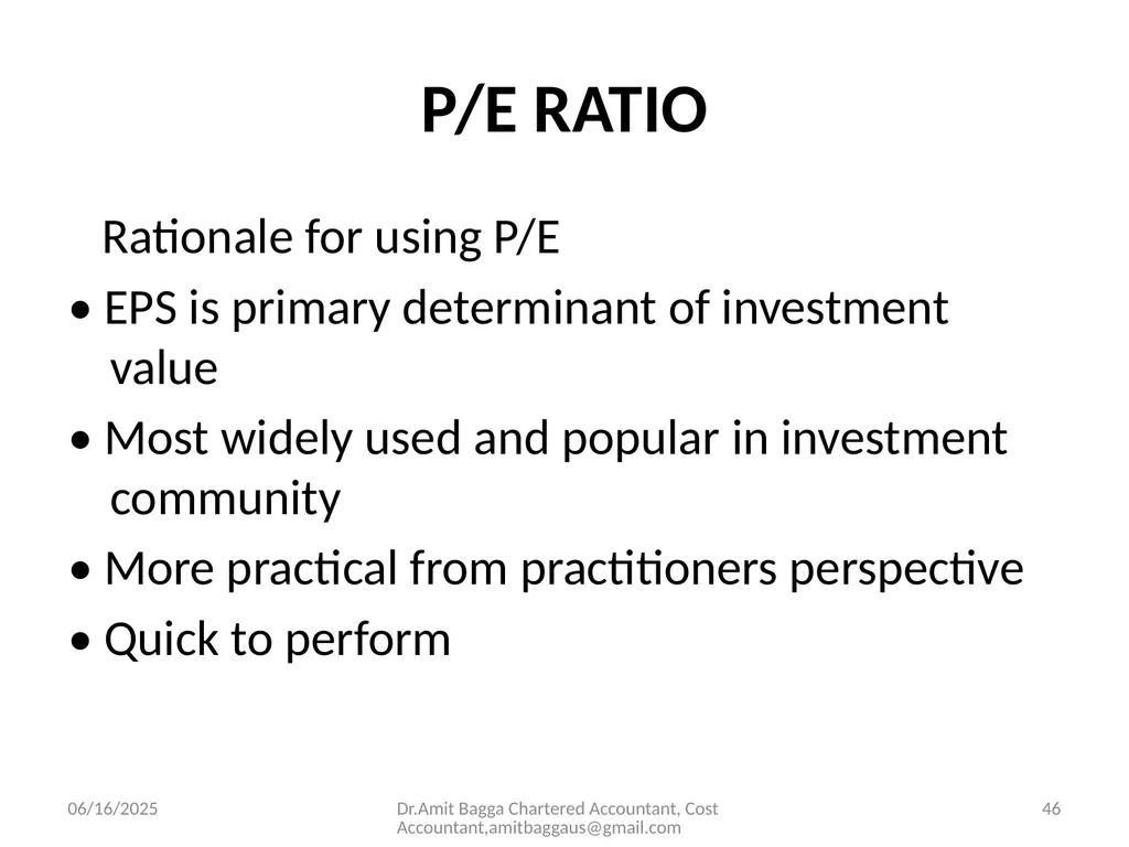 VALUATION 3/19/2014 Dr.Amit Bagga Chartered - slide 46 of 68