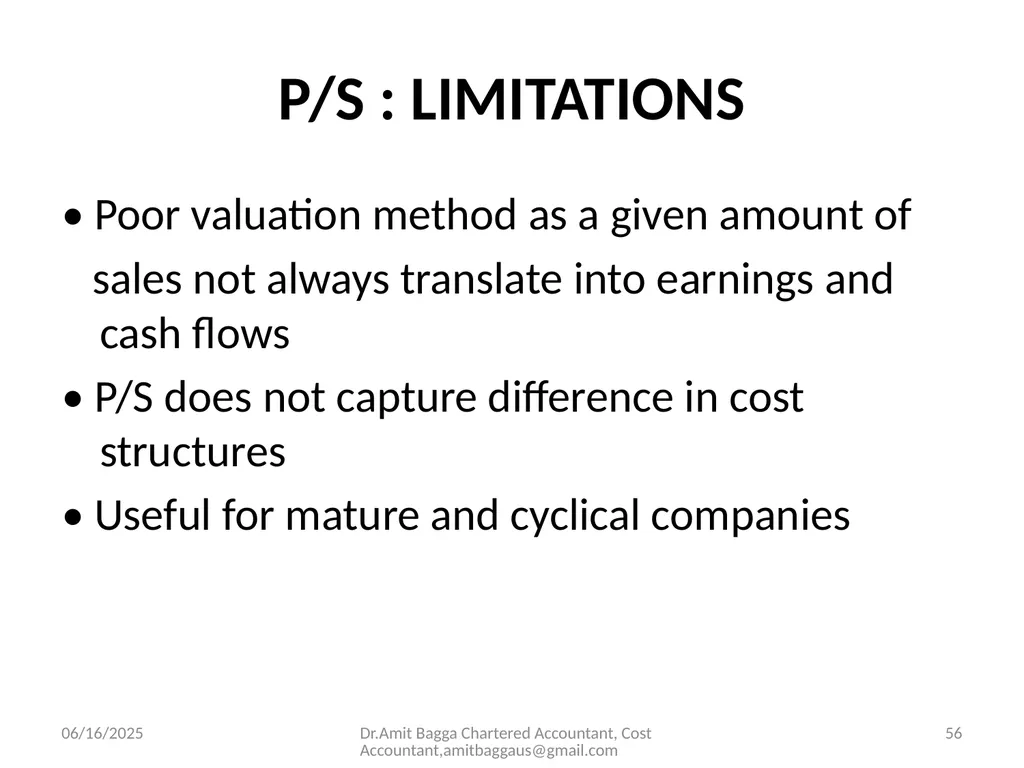 VALUATION 3/19/2014 Dr.Amit Bagga Chartered - slide 56 of 68