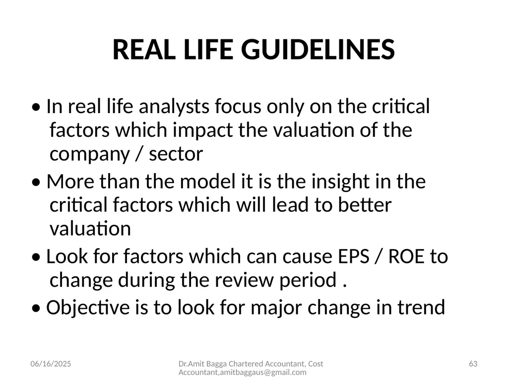 VALUATION 3/19/2014 Dr.Amit Bagga Chartered - slide 63 of 68