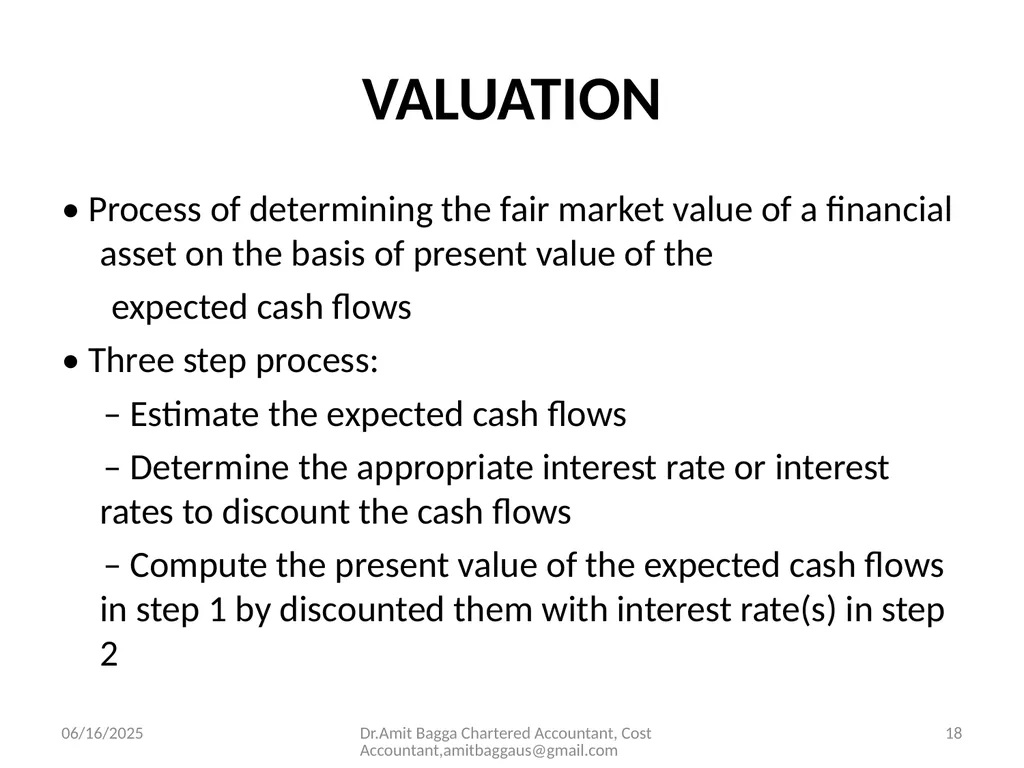 VALUATION 3/19/2014 Dr.Amit Bagga Chartered - slide 18 of 68