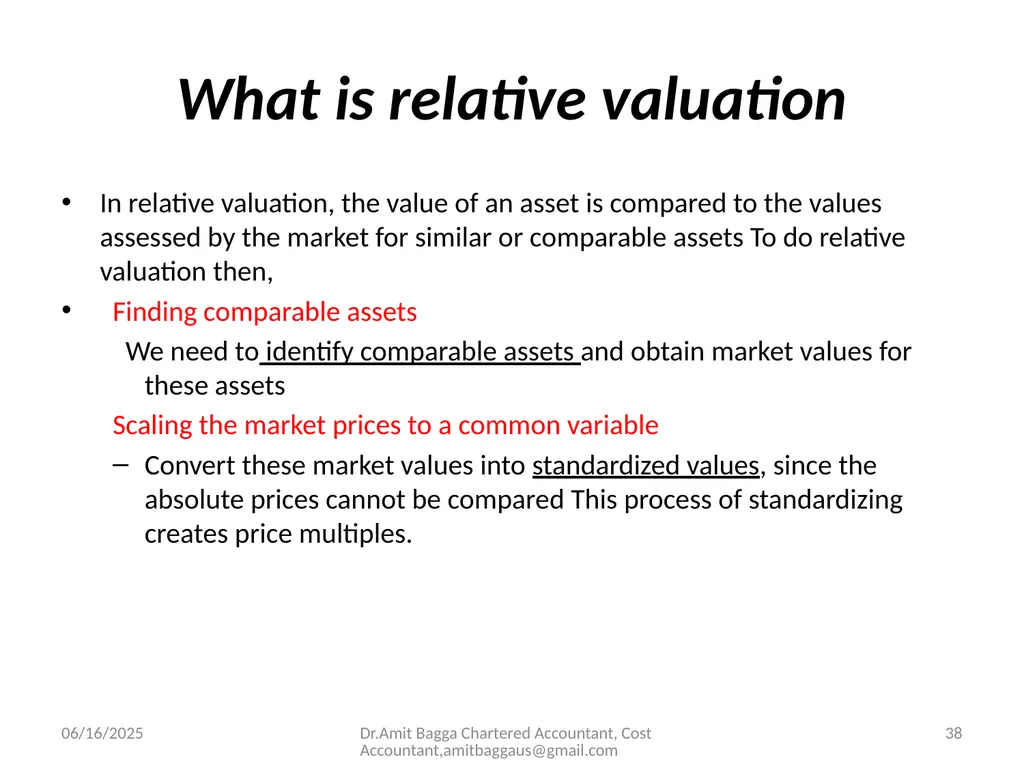 VALUATION 3/19/2014 Dr.Amit Bagga Chartered - slide 38 of 68