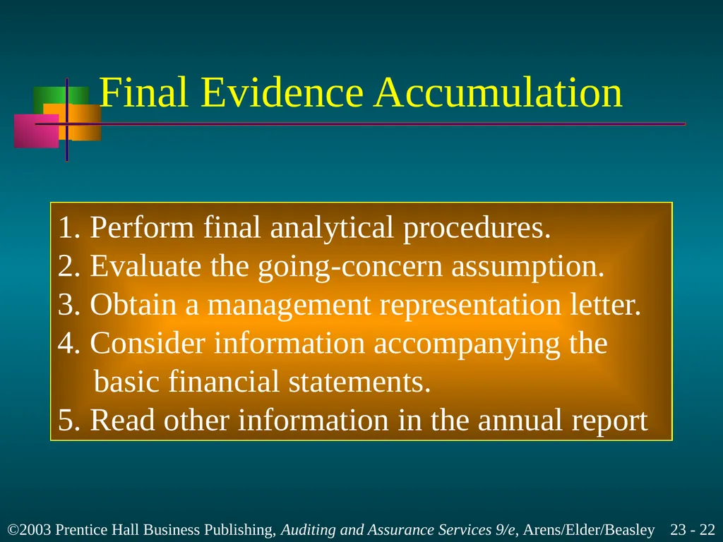 Completing the Audit Chapter 23 Learning Objective - slide 22 of 37