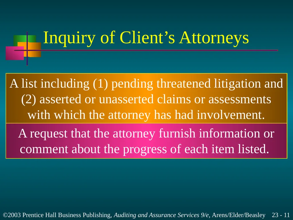 Completing the Audit Chapter 23 Learning Objective - slide 11 of 37