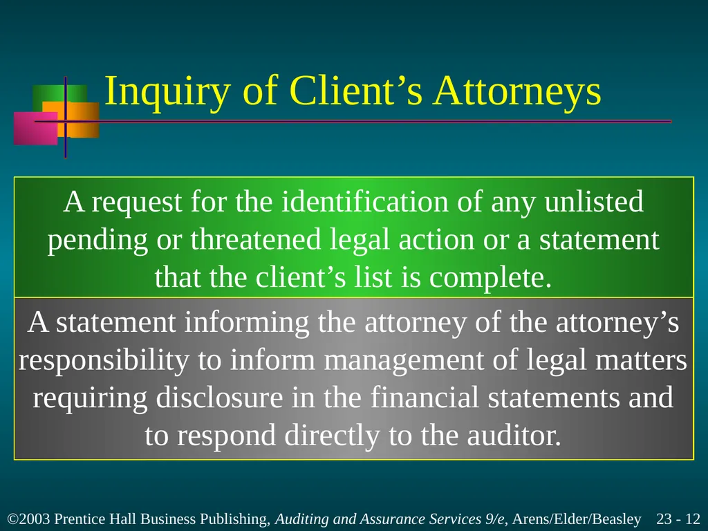 Completing the Audit Chapter 23 Learning Objective - slide 12 of 37