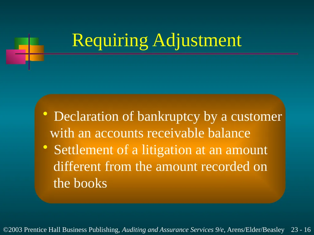 Completing the Audit Chapter 23 Learning Objective - slide 16 of 37