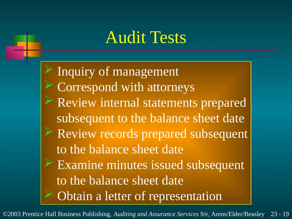 Completing the Audit Chapter 23 Learning Objective - slide 19 of 37