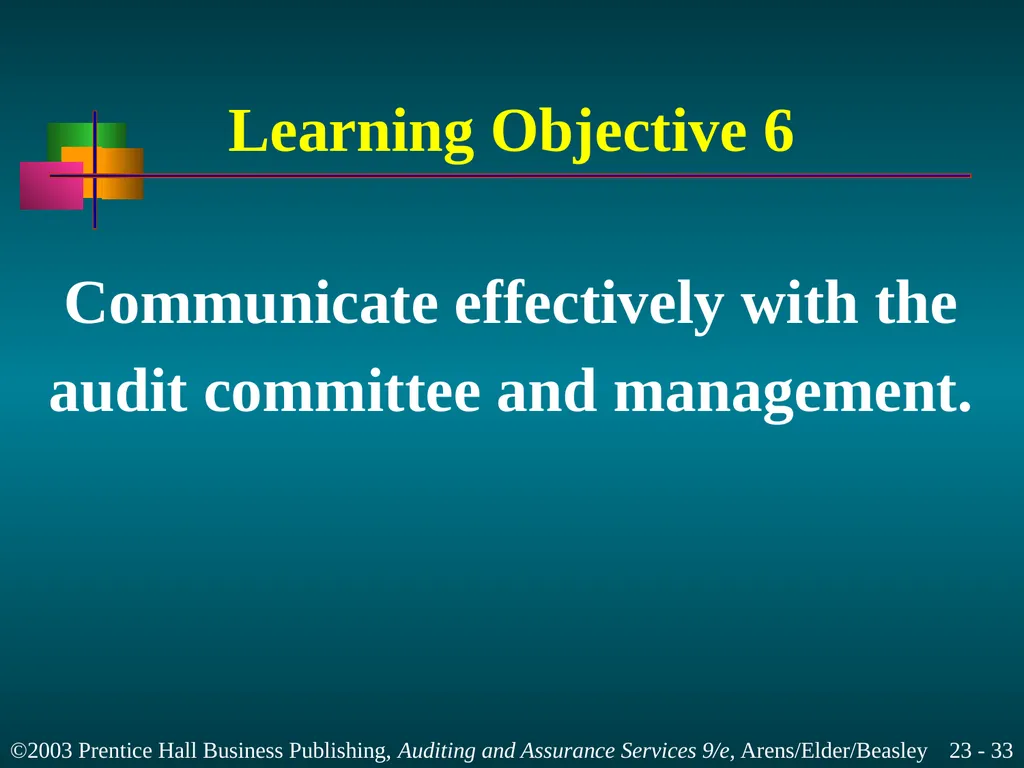 Completing the Audit Chapter 23 Learning Objective - slide 33 of 37