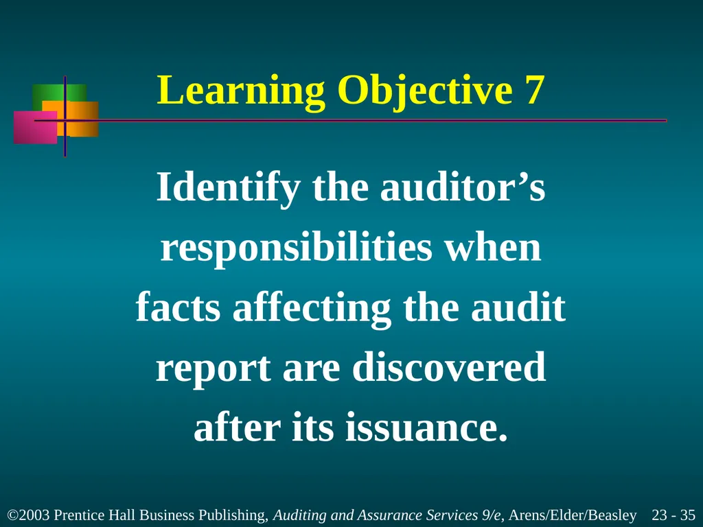 Completing the Audit Chapter 23 Learning Objective - slide 35 of 37