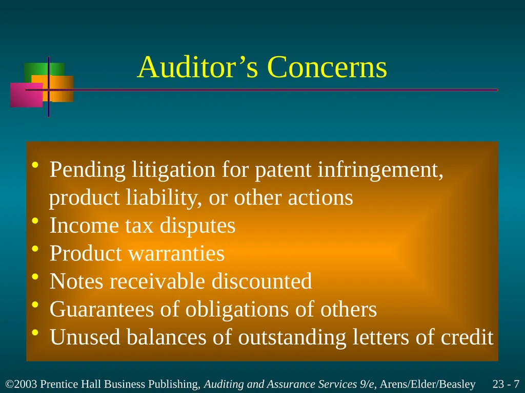 Completing the Audit Chapter 23 Learning Objective - slide 7 of 37