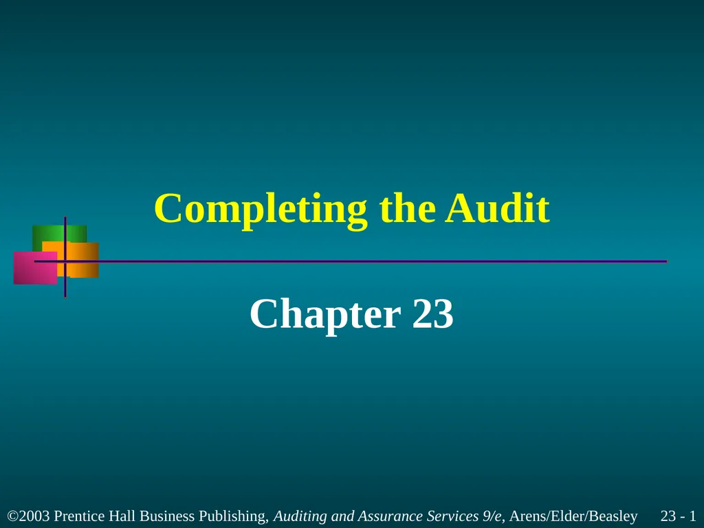 Completing the Audit Chapter 23 Learning Objective