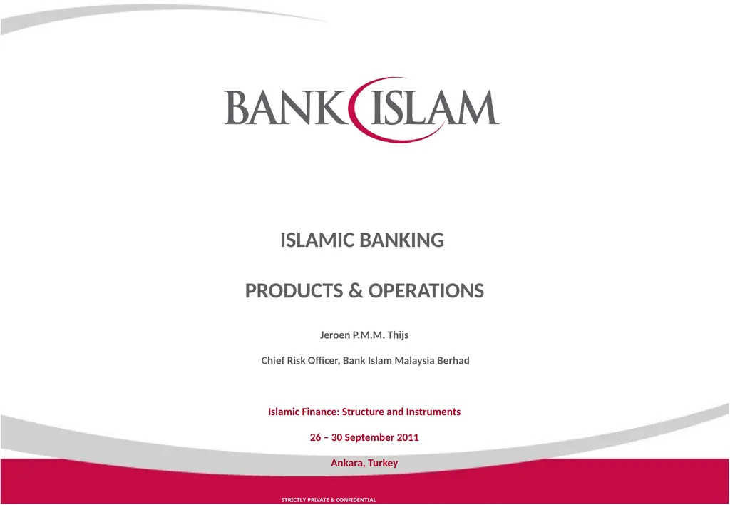 ISLAMIC BANKING PRODUCTS & OPERATIONS Jeroen