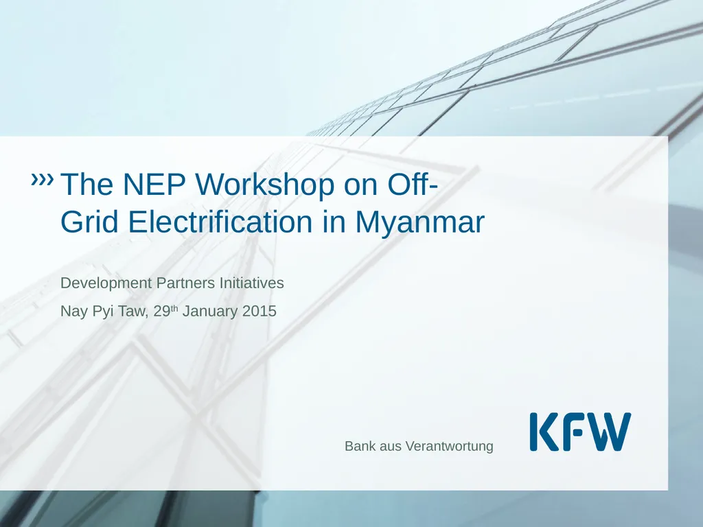 The NEP Workshop on Off-Grid Electrification in - slide 1 of 12