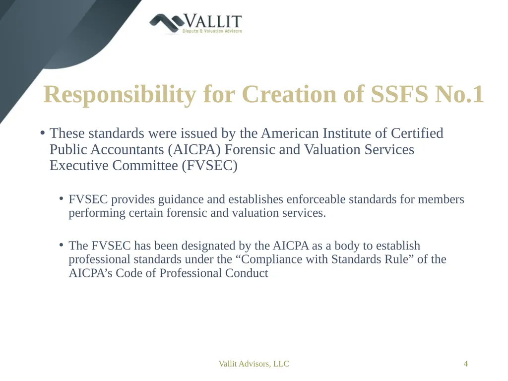 Statement on Standards for Forensic Services (SSFS - slide 4 of 37