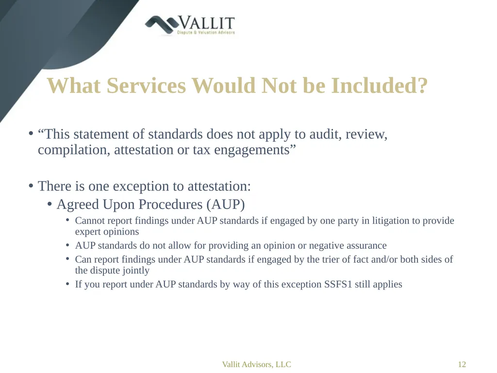 Statement on Standards for Forensic Services (SSFS - slide 12 of 37