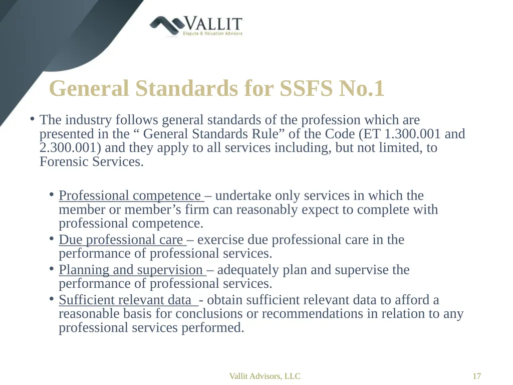 Statement on Standards for Forensic Services (SSFS - slide 17 of 37