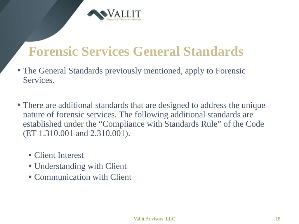 Statement on Standards for Forensic Services (SSFS - slide 18 of 37