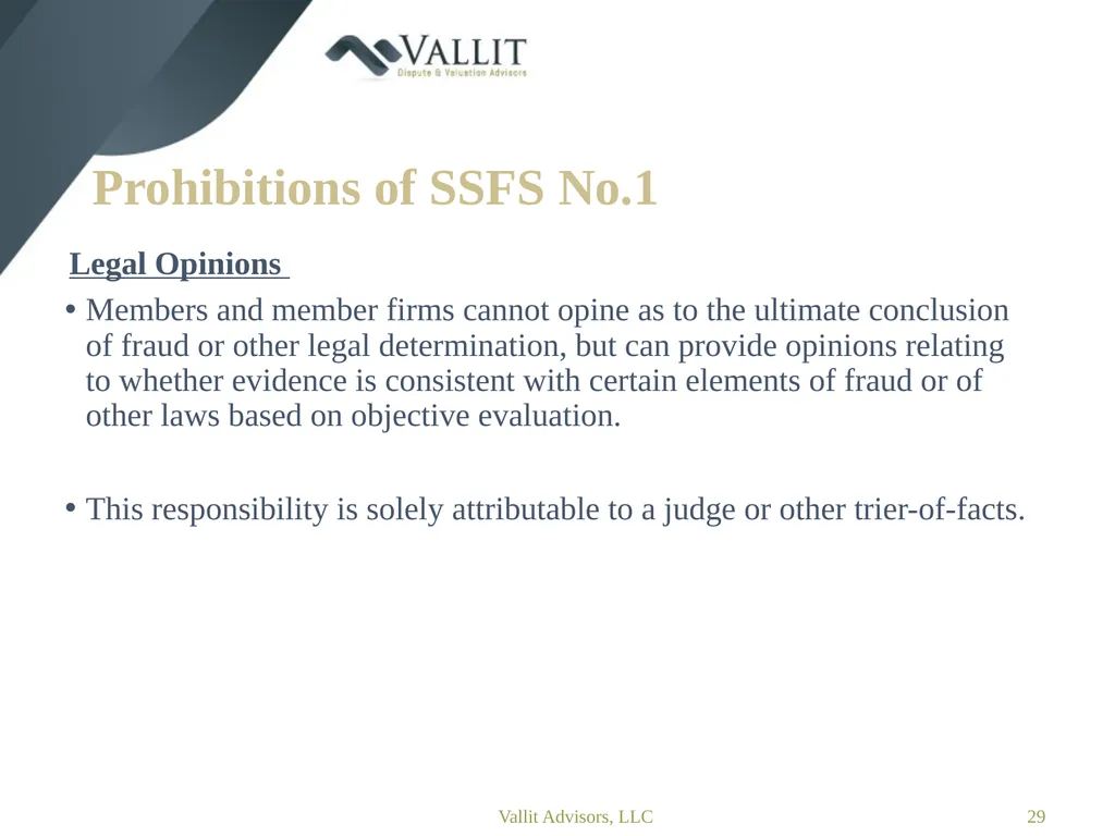 Statement on Standards for Forensic Services (SSFS - slide 29 of 37