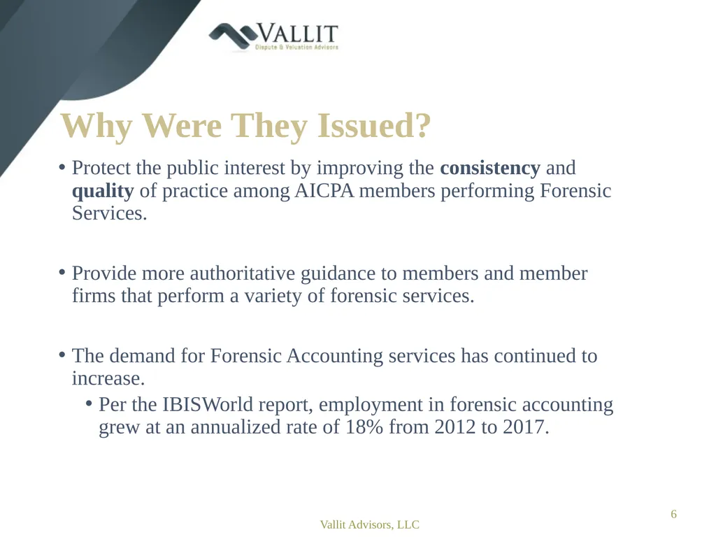 Statement on Standards for Forensic Services (SSFS - slide 6 of 37