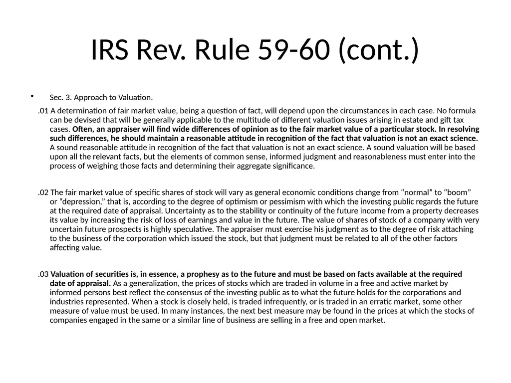 Reviewing a Business Valuation Riley J. - slide 21 of 61