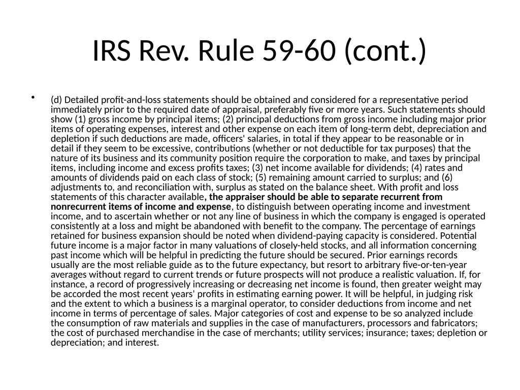 Reviewing a Business Valuation Riley J. - slide 26 of 61