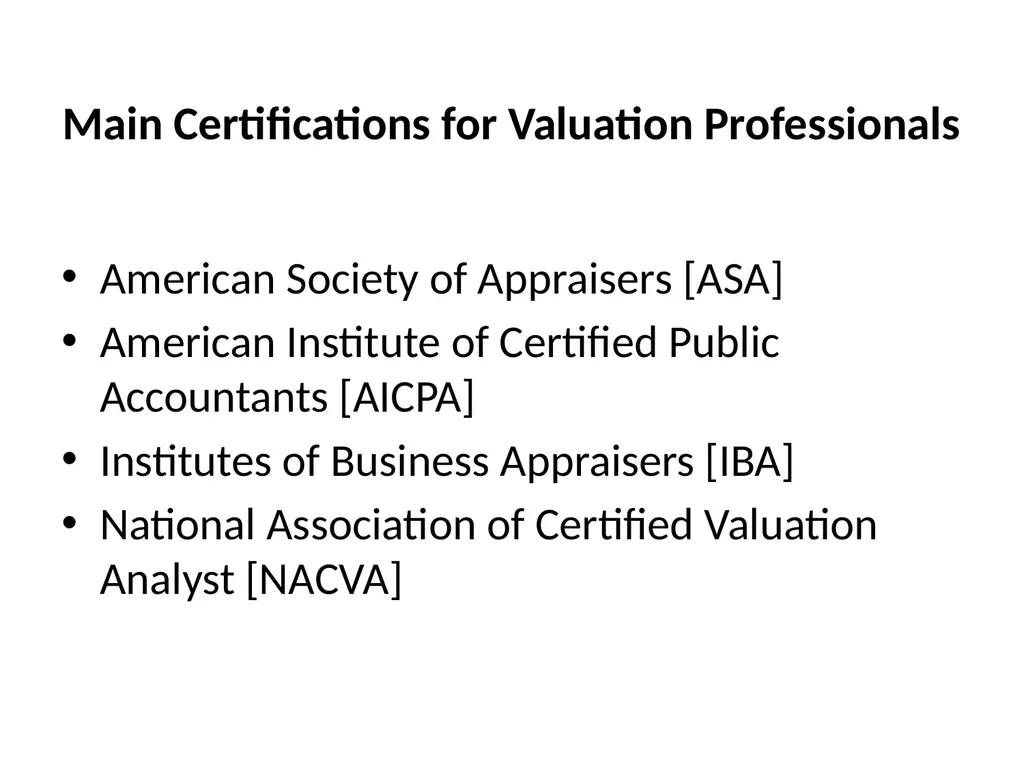 Reviewing a Business Valuation Riley J. - slide 12 of 61