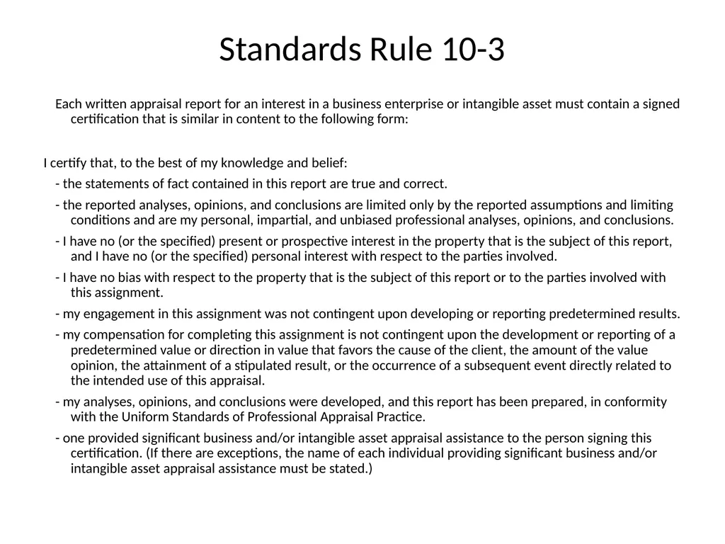 Reviewing a Business Valuation Riley J. - slide 52 of 61