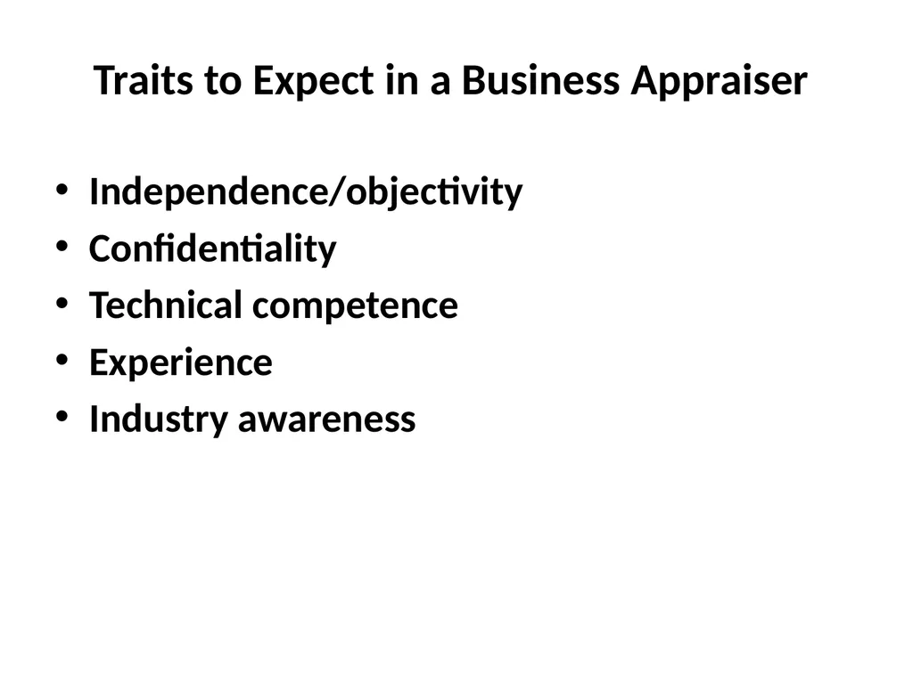 Reviewing a Business Valuation Riley J. - slide 5 of 61