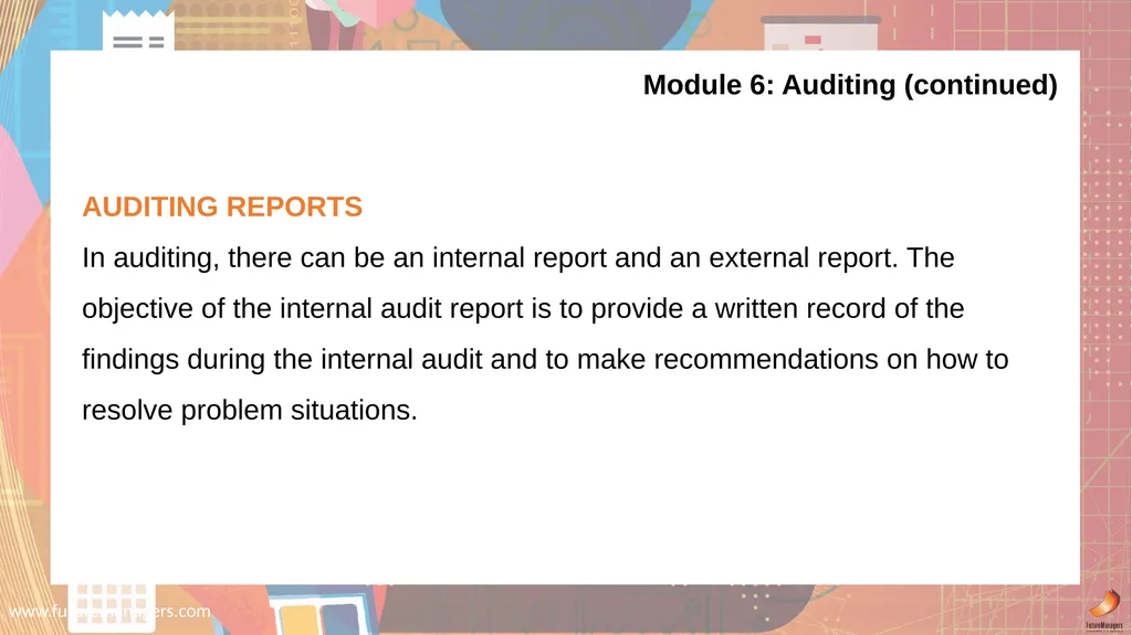 Financial Accounting N6 www.futuremanagers.com - slide 40 of 40