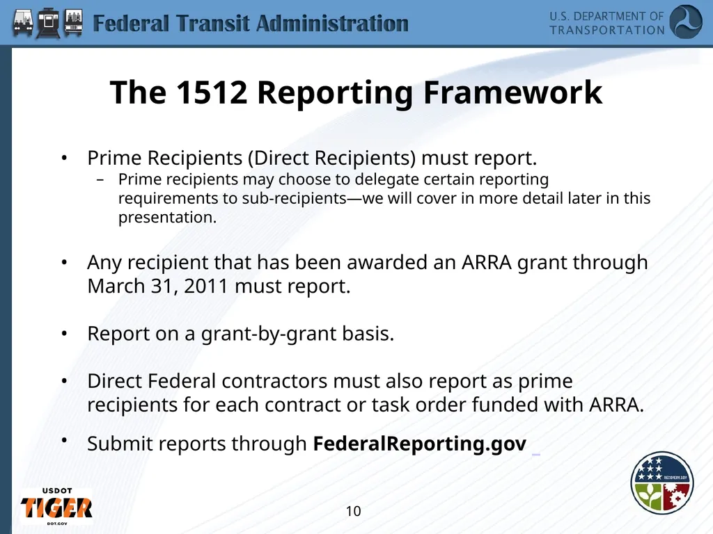 Implementing the Requirements of Section 1512 of - slide 10 of 60