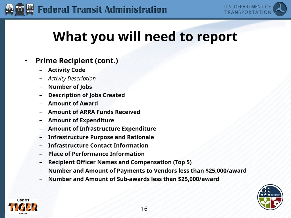 Implementing the Requirements of Section 1512 of - slide 16 of 60