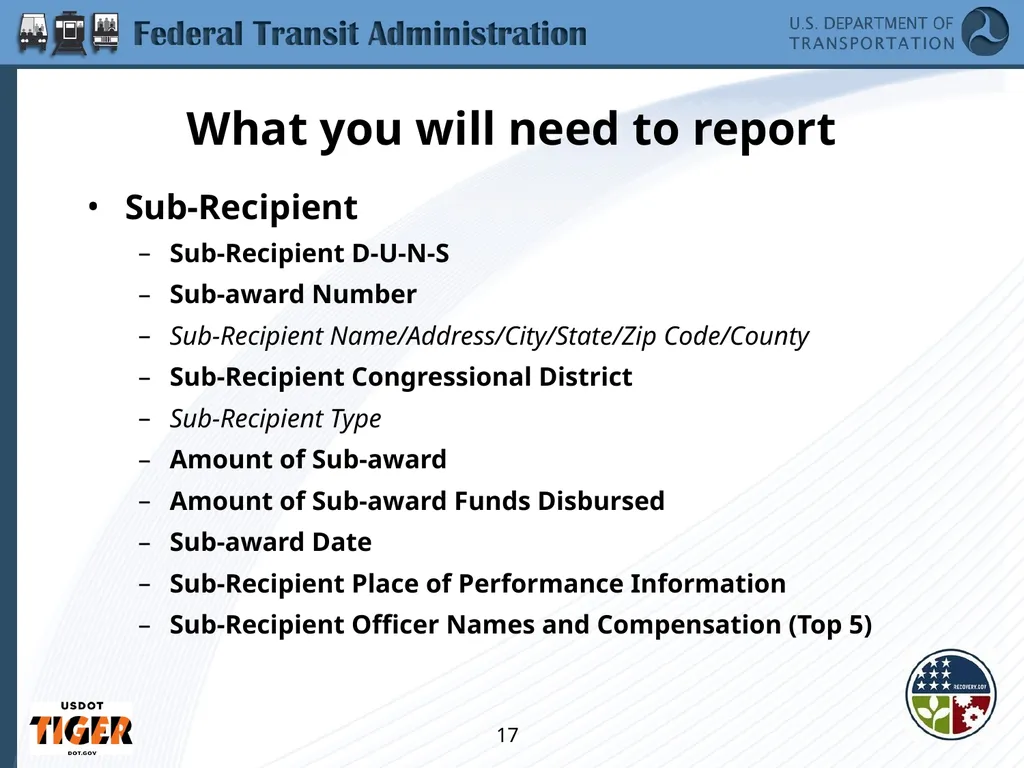 Implementing the Requirements of Section 1512 of - slide 17 of 60