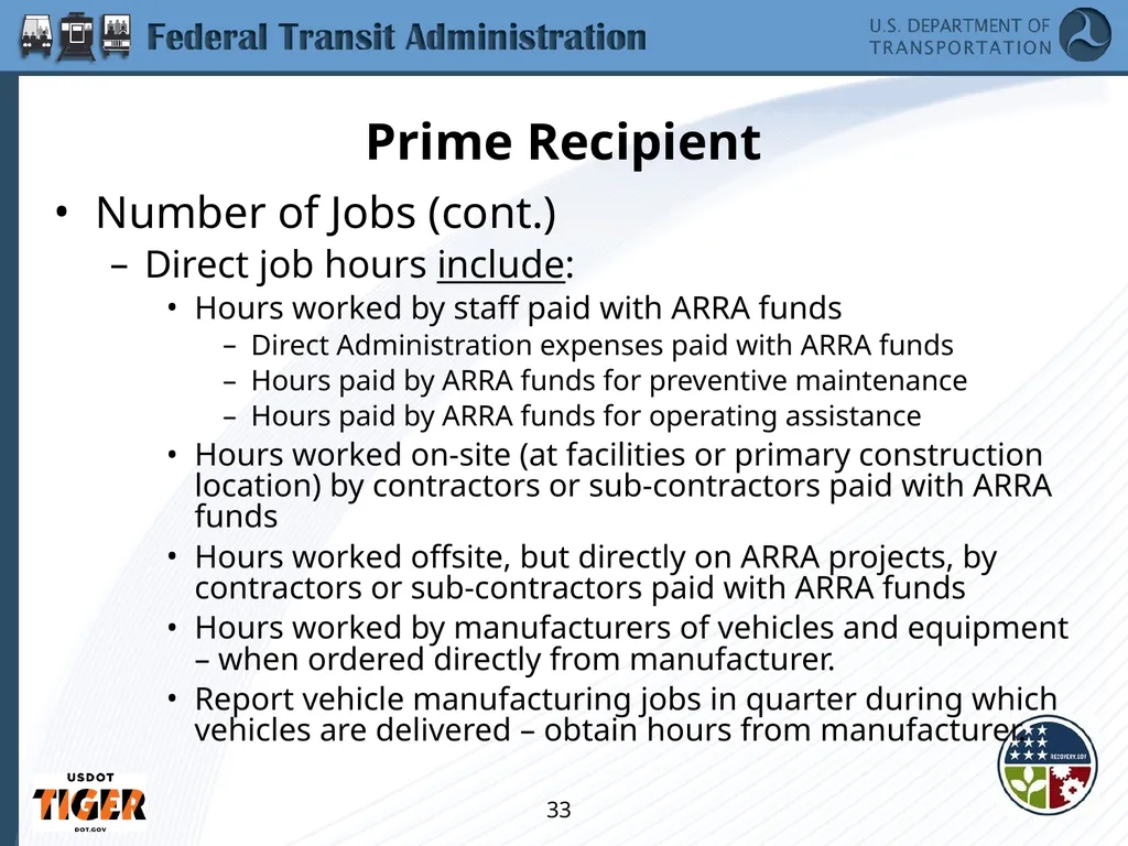 Implementing the Requirements of Section 1512 of - slide 33 of 60