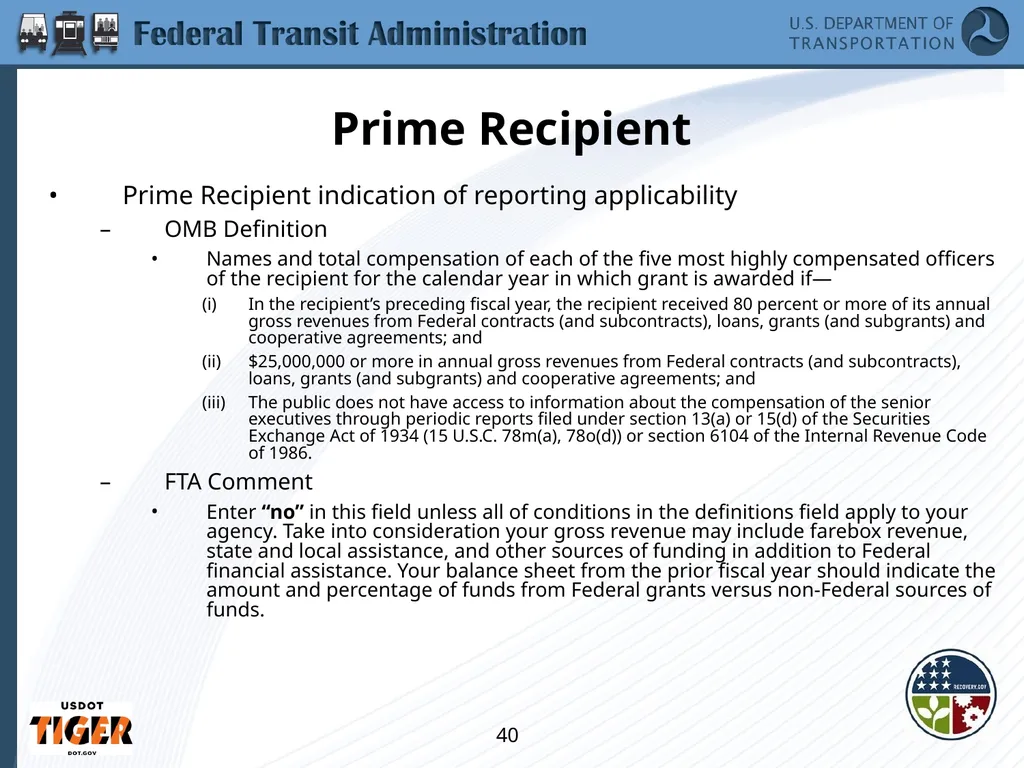 Implementing the Requirements of Section 1512 of - slide 40 of 60