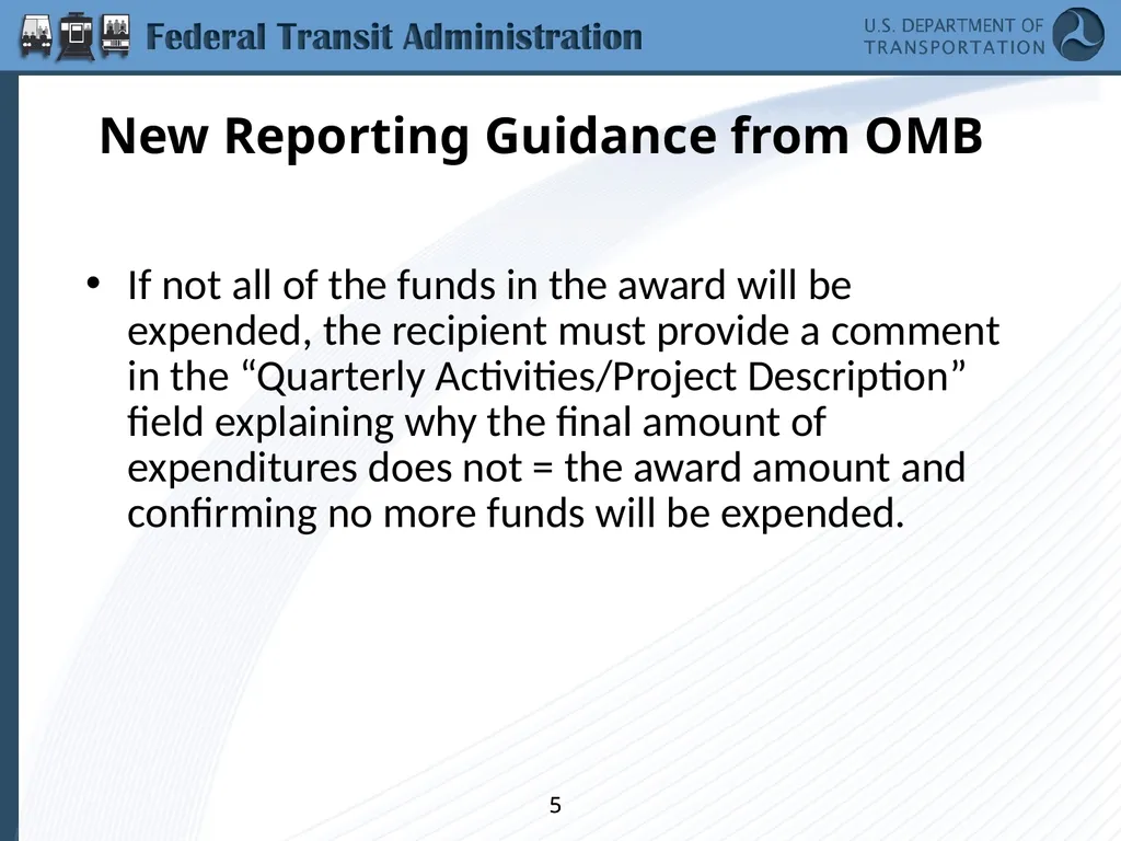 Implementing the Requirements of Section 1512 of - slide 5 of 60