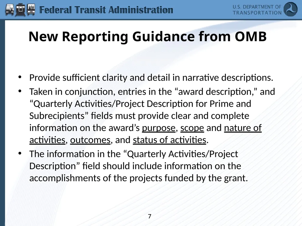 Implementing the Requirements of Section 1512 of - slide 7 of 60