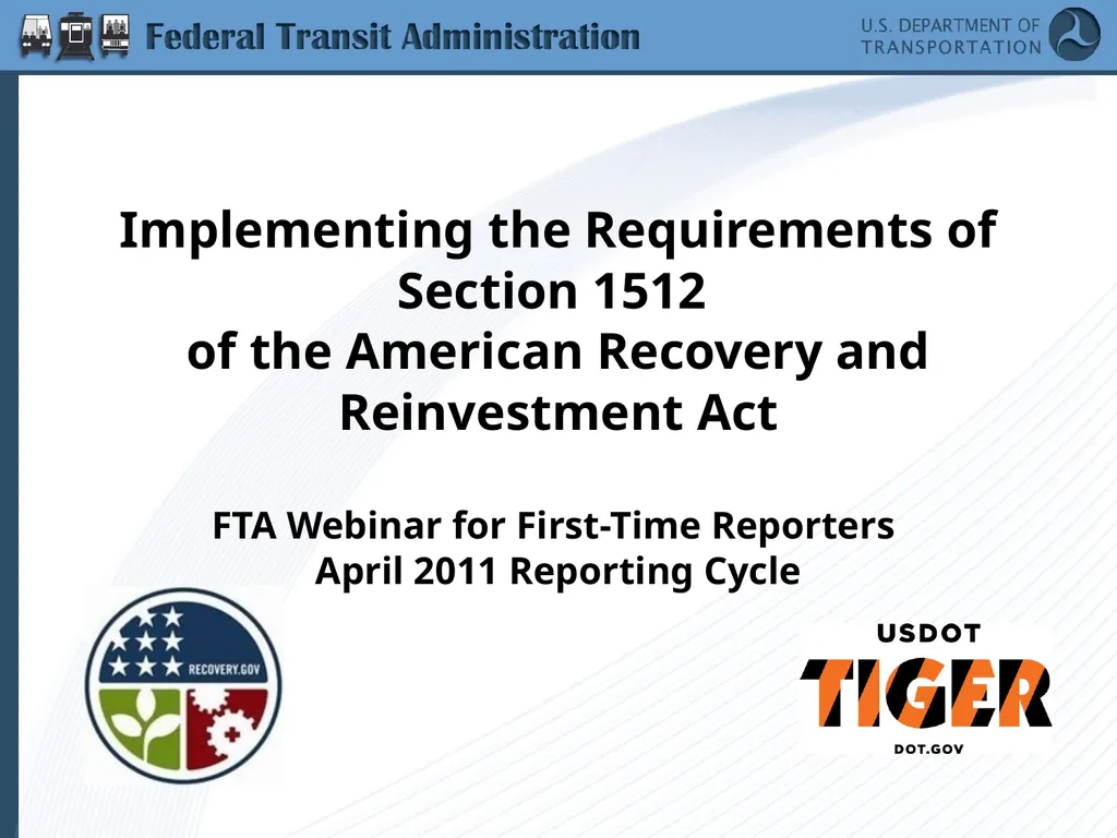 Implementing the Requirements of Section 1512 of - slide 1 of 60