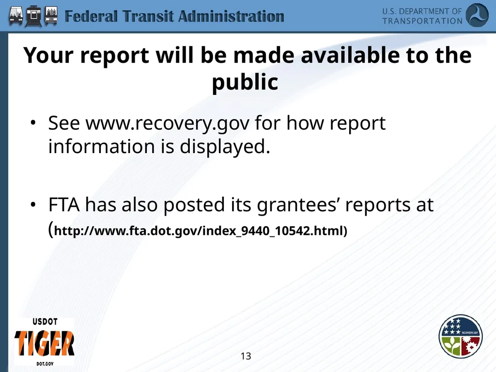 Implementing the Requirements of Section 1512 of - slide 13 of 60