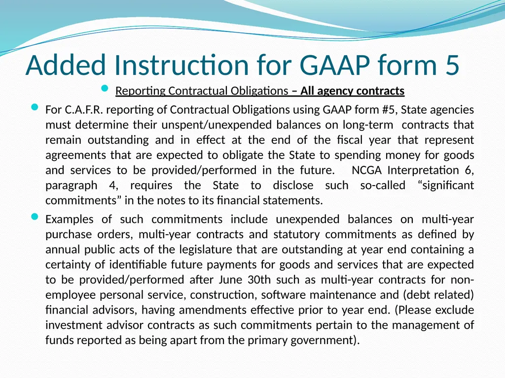 GAAP Training How to prepare the GAAP forms - slide 52 of 111