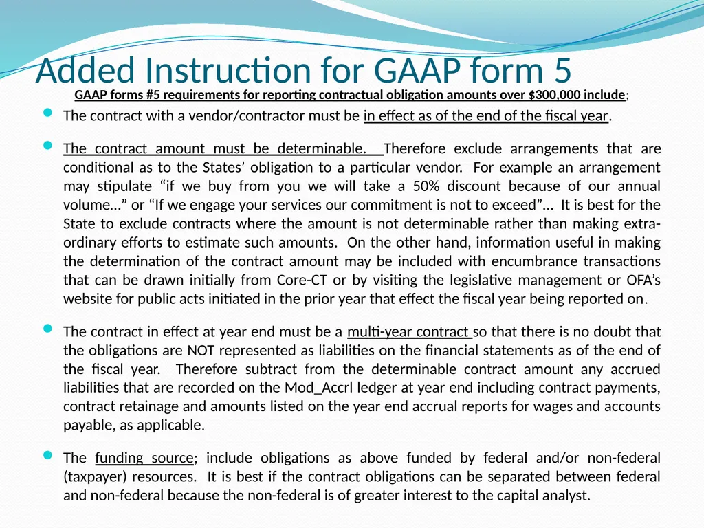 GAAP Training How to prepare the GAAP forms - slide 54 of 111