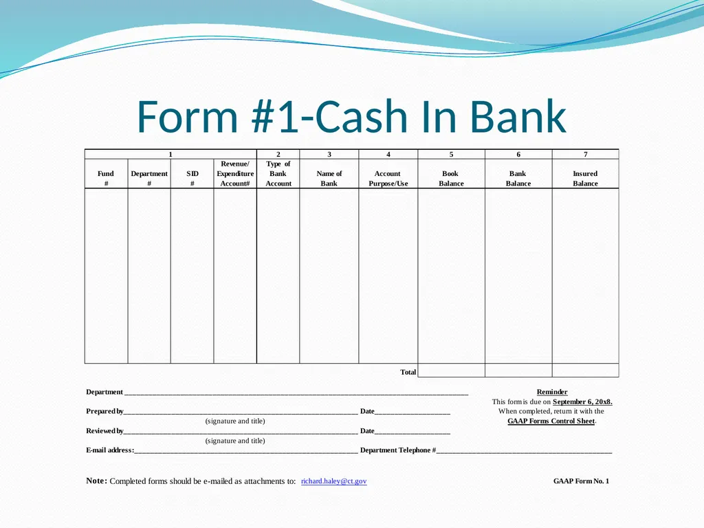 GAAP Training How to prepare the GAAP forms - slide 10 of 111
