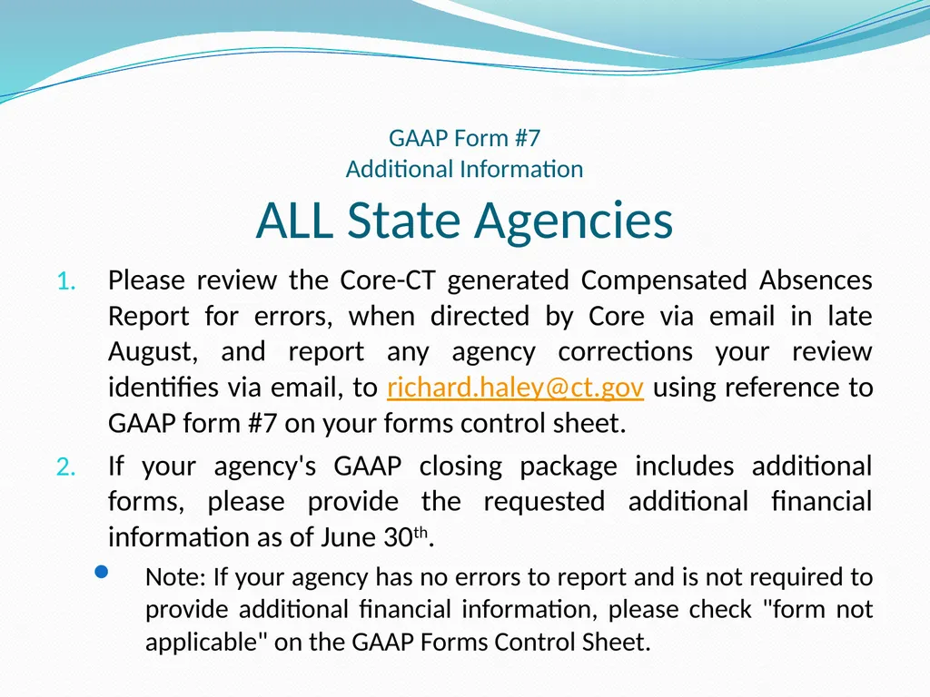 GAAP Training How to prepare the GAAP forms - slide 88 of 111