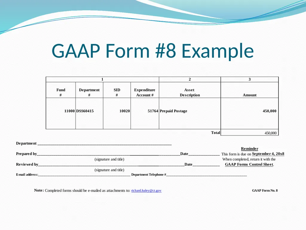 GAAP Training How to prepare the GAAP forms - slide 104 of 111