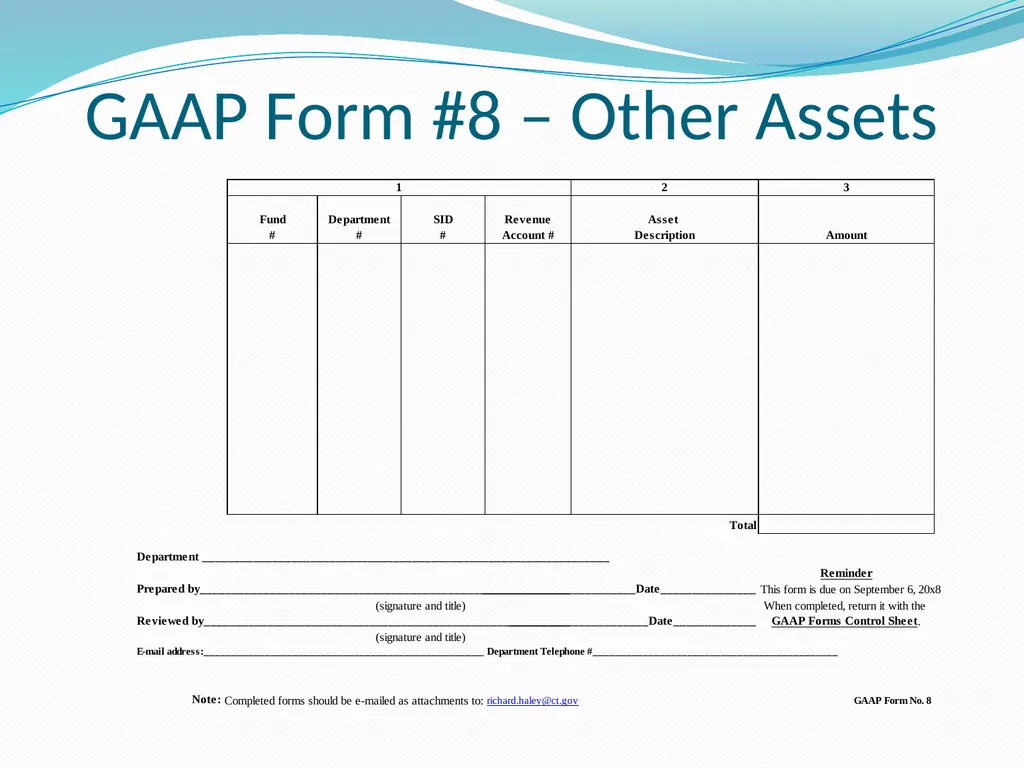 GAAP Training How to prepare the GAAP forms - slide 102 of 111