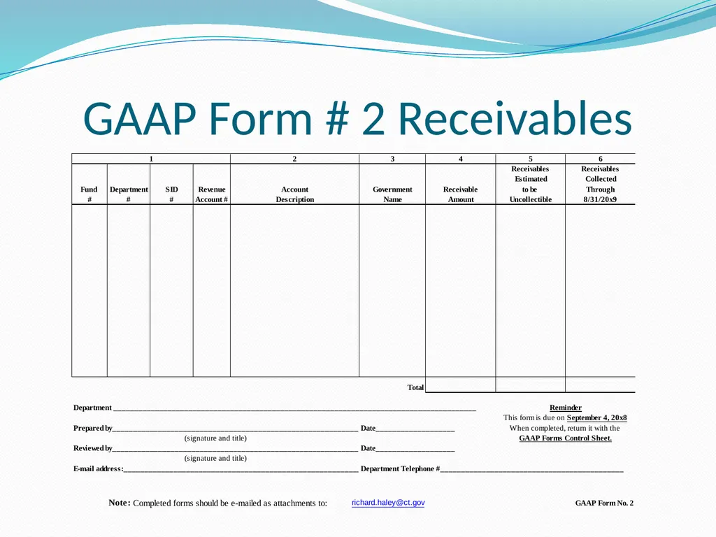 GAAP Training How to prepare the GAAP forms - slide 18 of 111