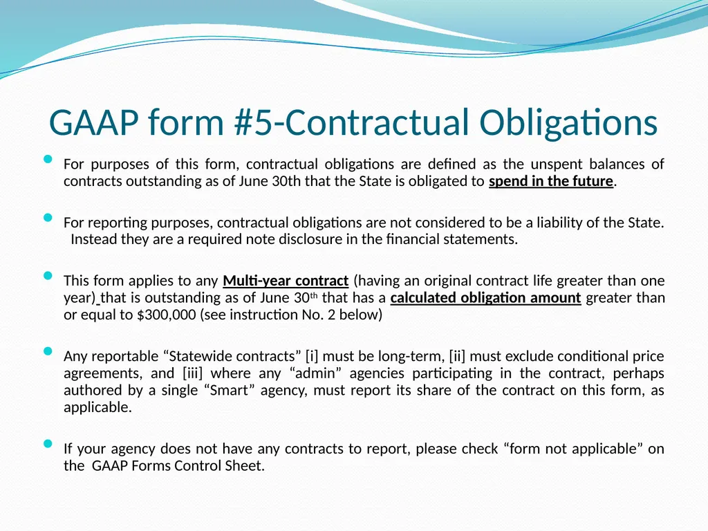 GAAP Training How to prepare the GAAP forms - slide 50 of 111