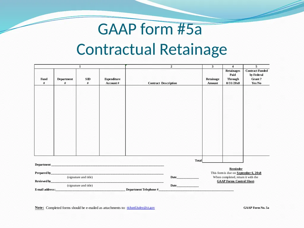 GAAP Training How to prepare the GAAP forms - slide 70 of 111